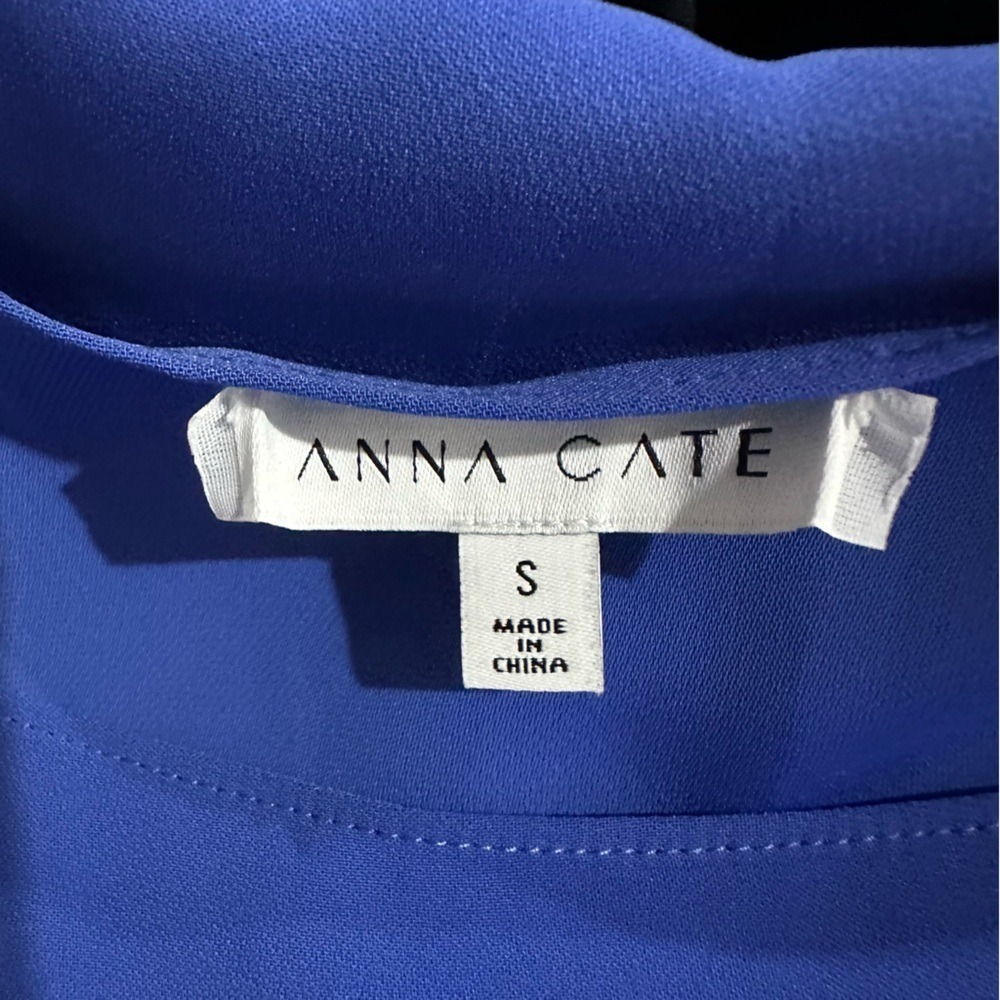 Anna Cate Blue Draped Shift Dress Small Resort Coastal Minimalist - Picture 6 of 8